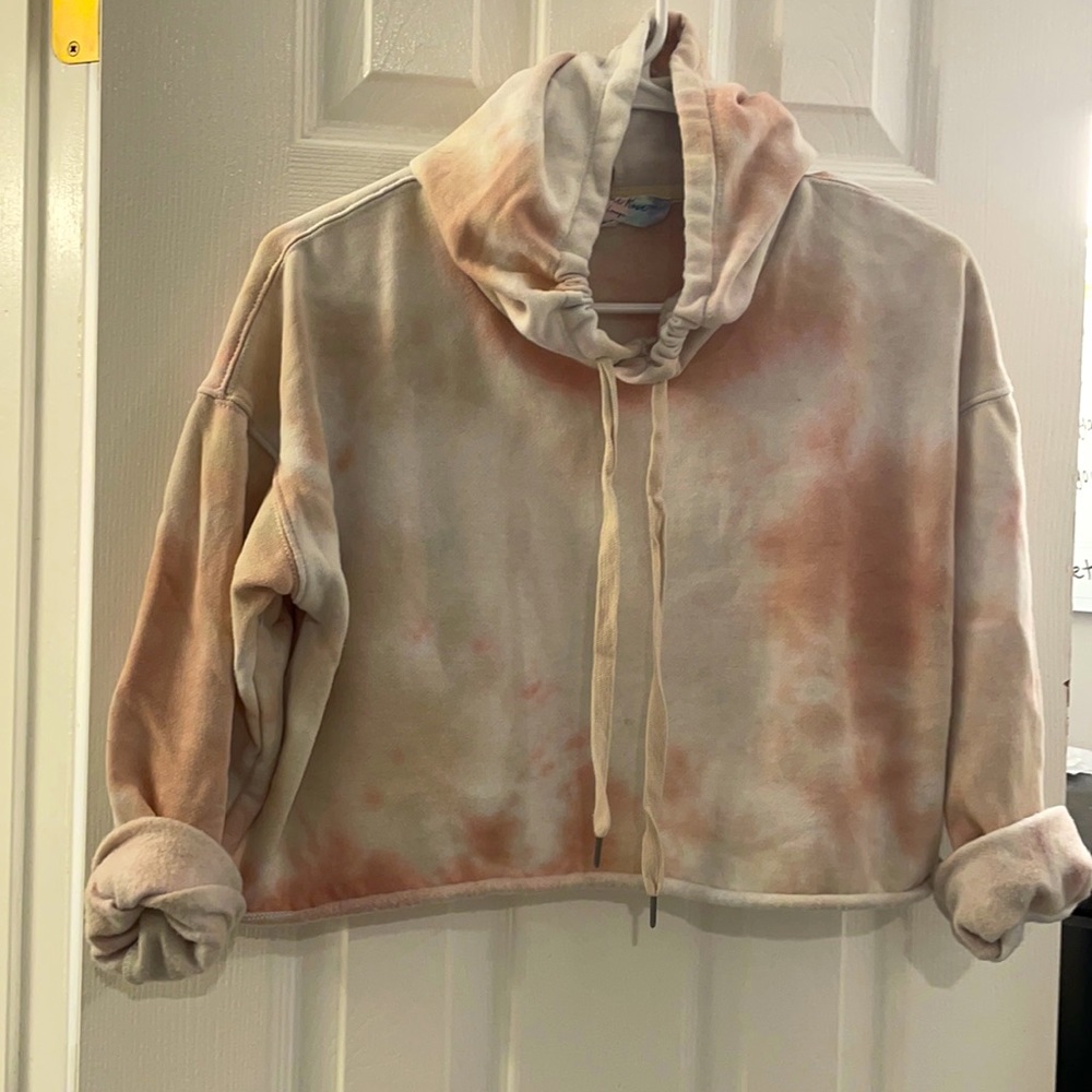 Tie dye fleece cropped hoodie